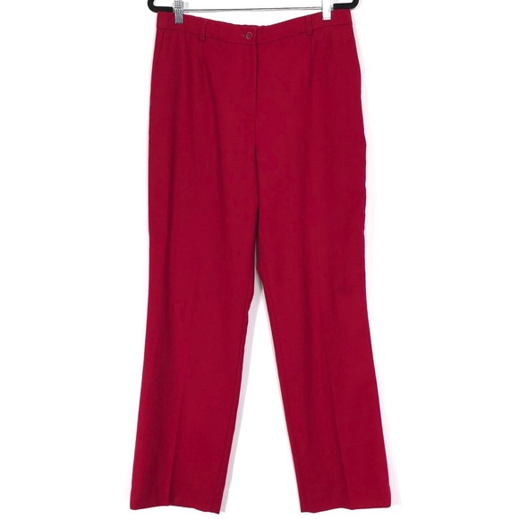 PENDLETON Women's 12 Pants 100% VIRGIN WOOL Red USA Fabric Straight Wide Vintage - Picture 1 of 11
